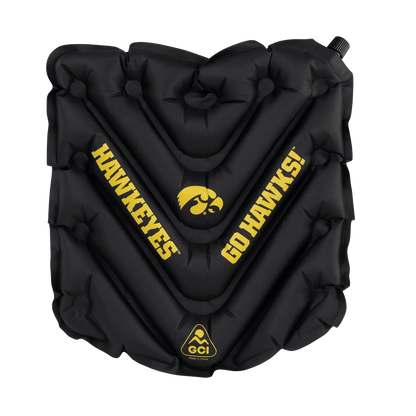 Front angle of V Seat with Iowa Hawkeyes print.