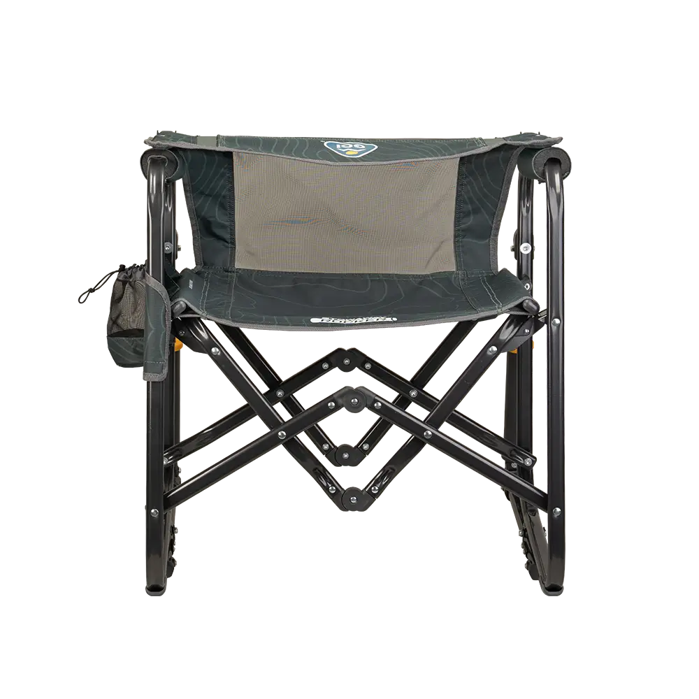 A backrest folded on the Hunter Topo Stowaway Rocker. 