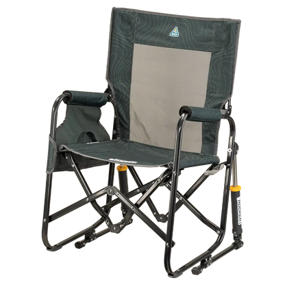 The front left side angle of the Hunter Topo Stowaway Rocker. 
