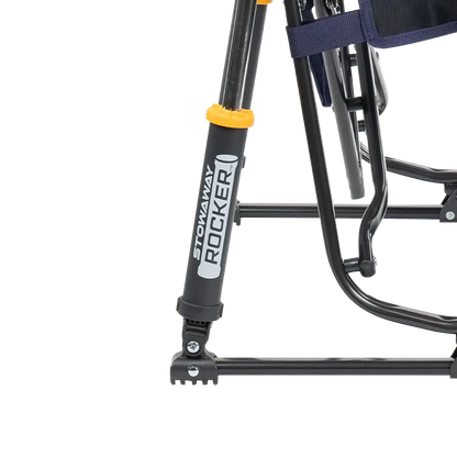 Spring-Action shocks on Tailgater Rich Blue Stowaway Rocker. 