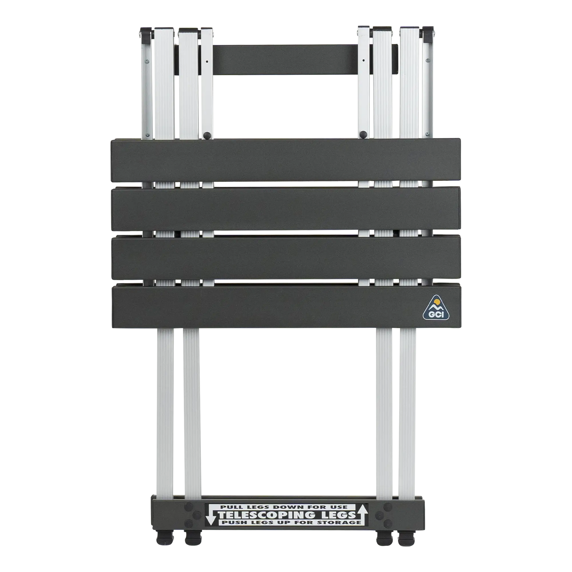 Compact Camp Table 20, Black Chrome, Extended