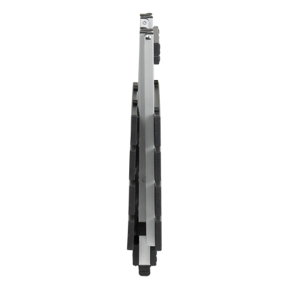 Compact Camp Table 20, Black Chrome, Side Angle Collapsed