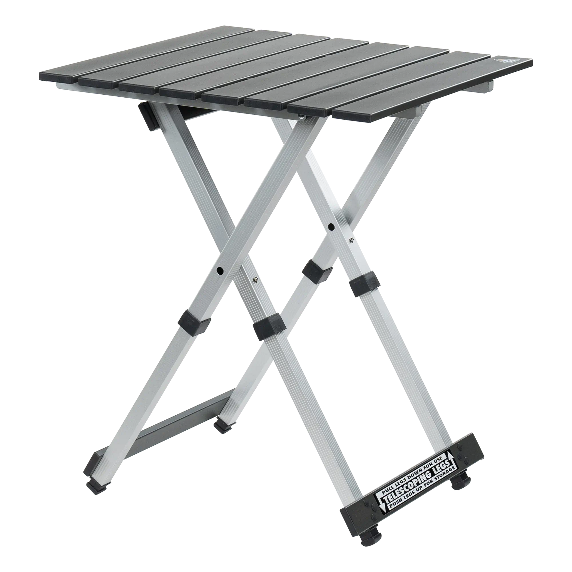 Compact Camp Table 20, Black Chrome, Front Side Angle