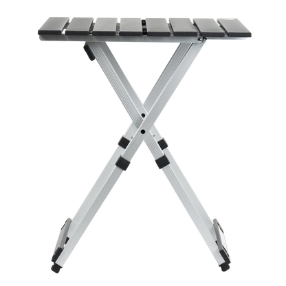 Compact Camp Table 20, Black Chrome, Side Angle
