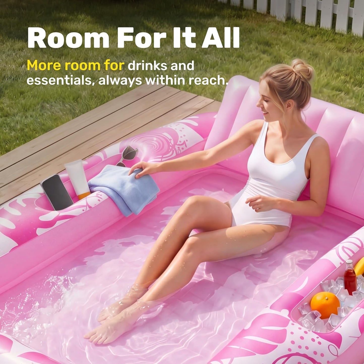 Lettino gonfiabile per abbronzatura con refrigeratore – 6 in 1 (70" x 53") ☀️🏖️
