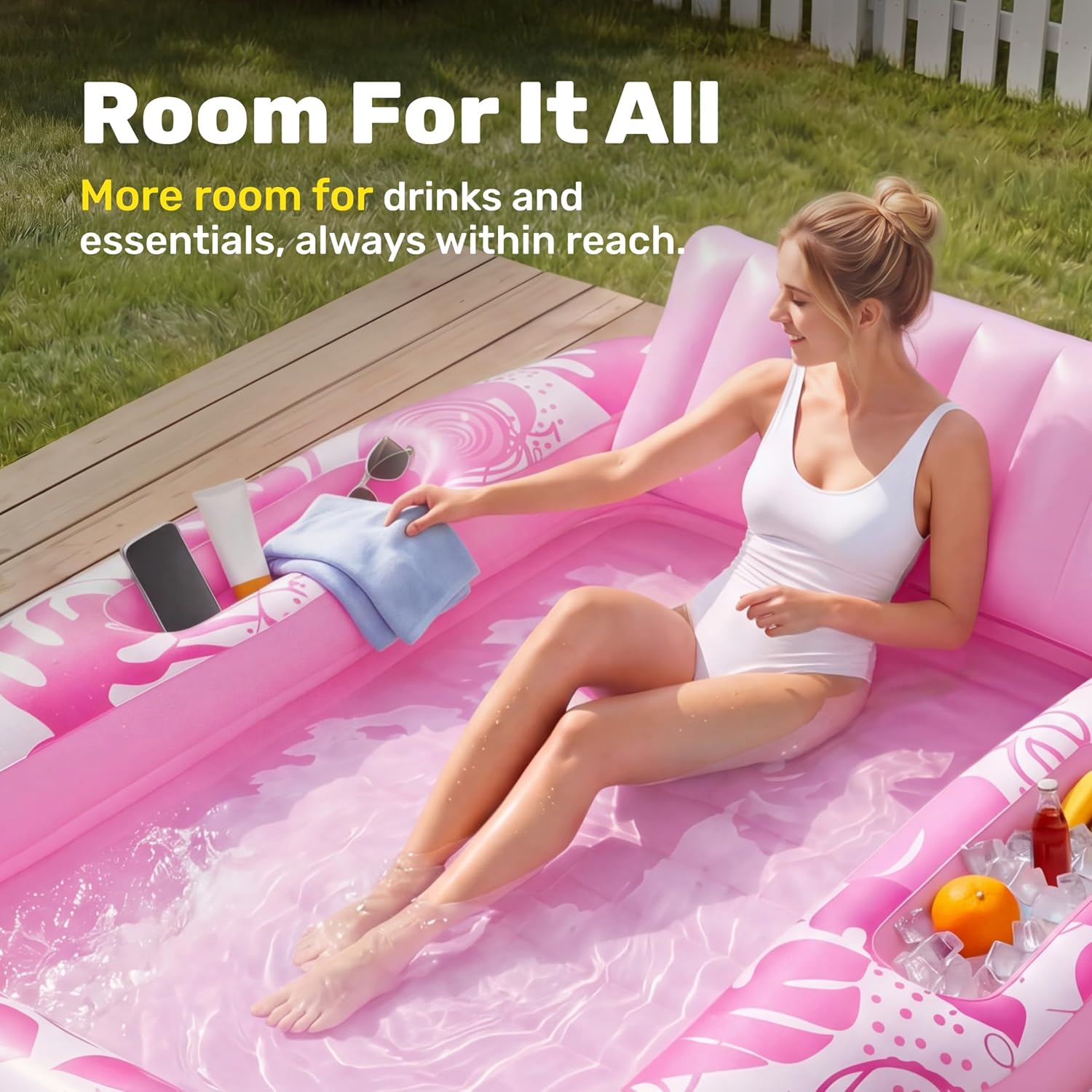 Lettino gonfiabile per abbronzatura con refrigeratore – 6 in 1 (70" x 53") ☀️🏖️