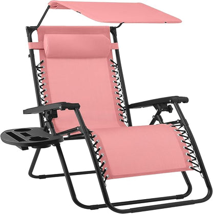 Sedia a Sdraio Reclinabile Zero Gravity Pieghevole da Esterno con Tettuccio Parasole Regolabile ⛱️ ⛱️