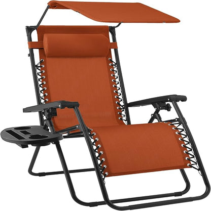 Sedia a Sdraio Reclinabile Zero Gravity Pieghevole da Esterno con Tettuccio Parasole Regolabile ⛱️ ⛱️