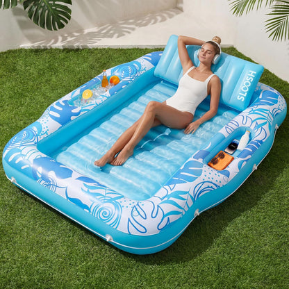 Lettino gonfiabile per abbronzatura con refrigeratore – 6 in 1 (70" x 53") ☀️🏖️