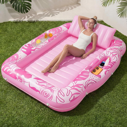 Lettino gonfiabile per abbronzatura con refrigeratore – 6 in 1 (70" x 53") ☀️🏖️