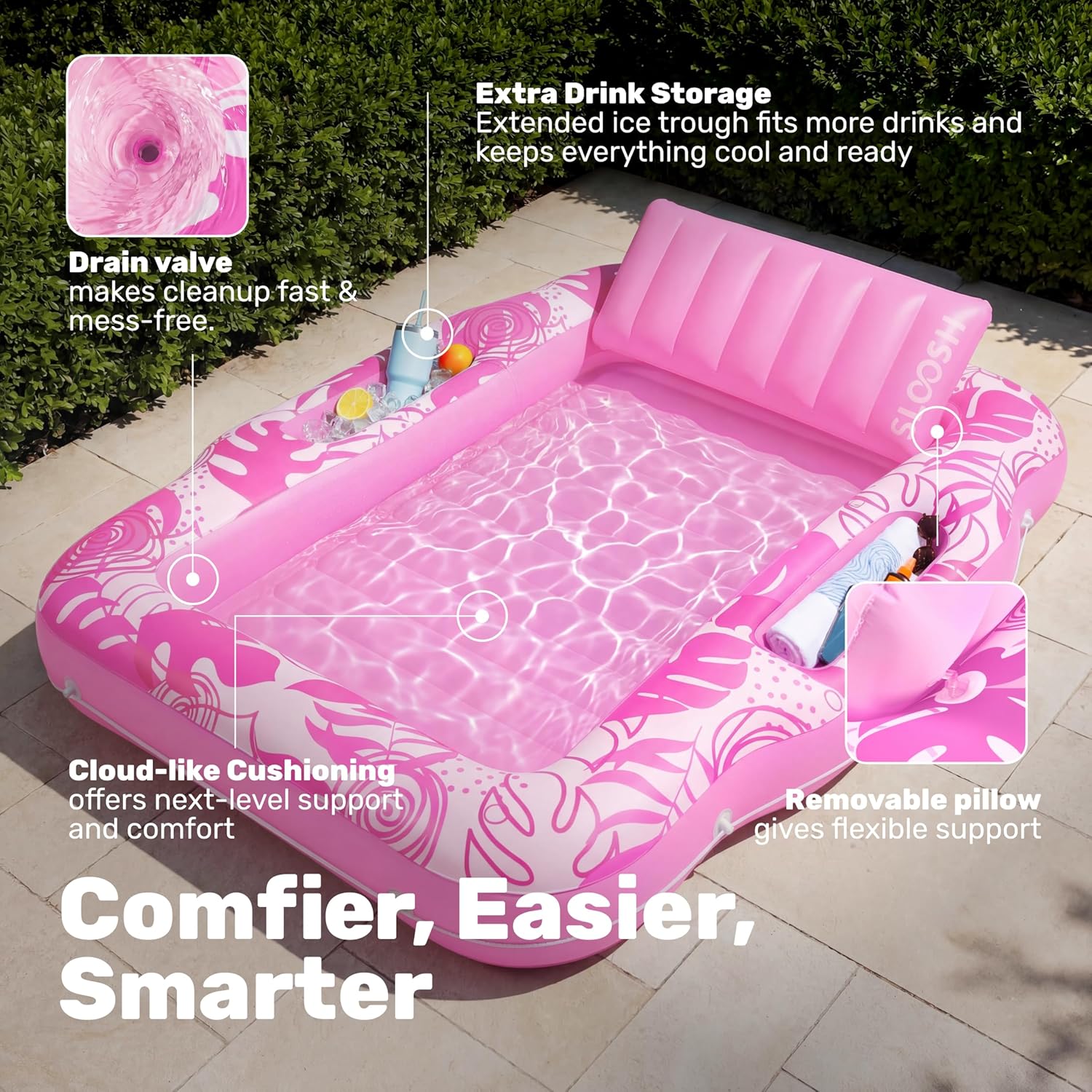 Lettino gonfiabile per abbronzatura con refrigeratore – 6 in 1 (70" x 53") ☀️🏖️