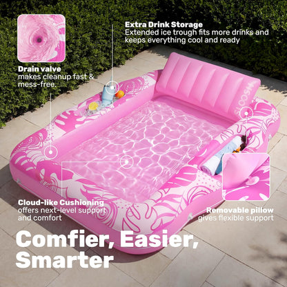 Lettino gonfiabile per abbronzatura con refrigeratore – 6 in 1 (70" x 53") ☀️🏖️