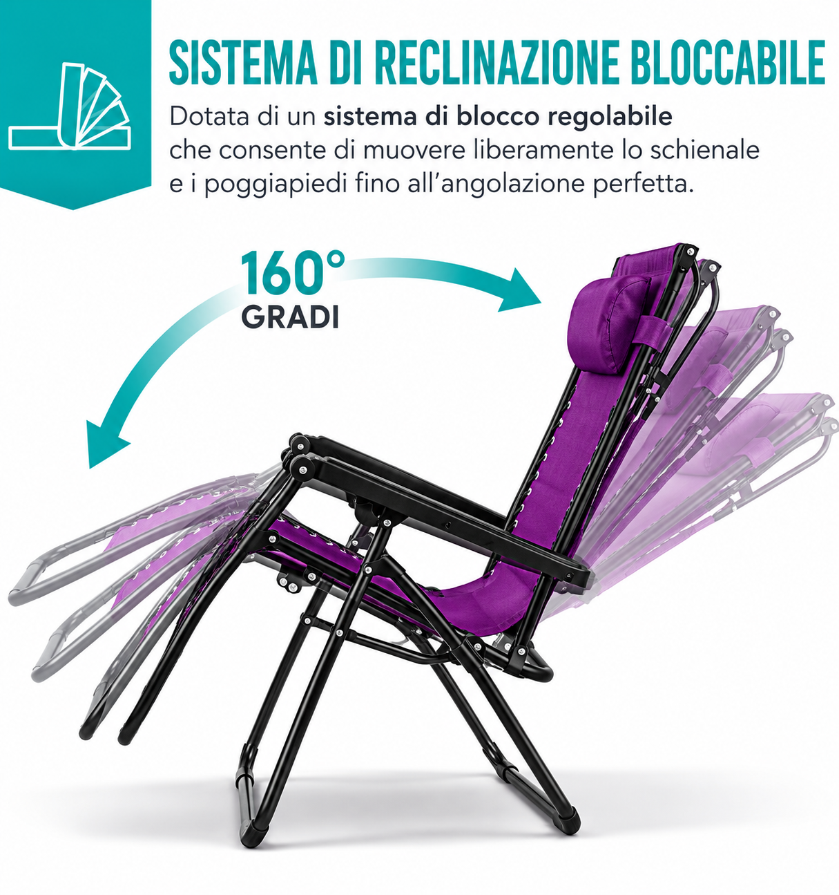 Sedia a Sdraio Reclinabile Zero Gravity Pieghevole da Esterno con Tettuccio Parasole Regolabile ⛱️ ⛱️