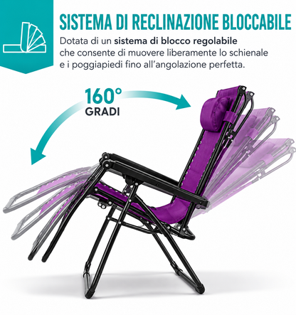 Sedia a Sdraio Reclinabile Zero Gravity Pieghevole da Esterno con Tettuccio Parasole Regolabile ⛱️ ⛱️