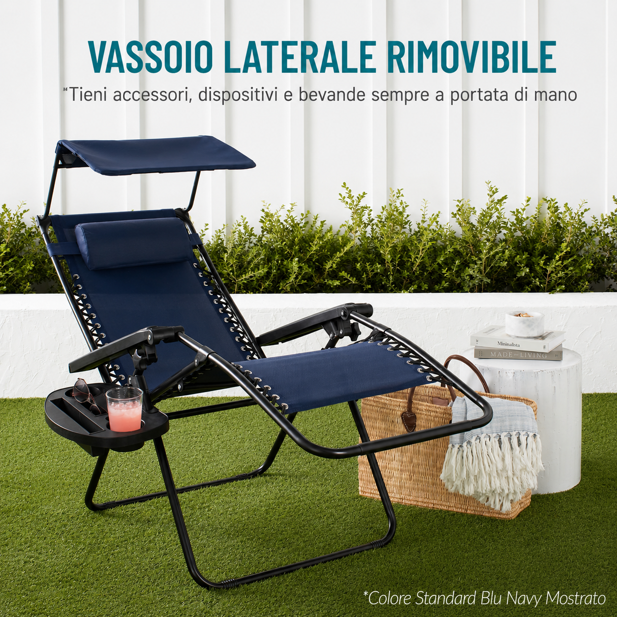 Sedia a Sdraio Reclinabile Zero Gravity Pieghevole da Esterno con Tettuccio Parasole Regolabile ⛱️ ⛱️