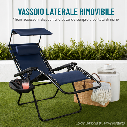 Sedia a Sdraio Reclinabile Zero Gravity Pieghevole da Esterno con Tettuccio Parasole Regolabile ⛱️ ⛱️