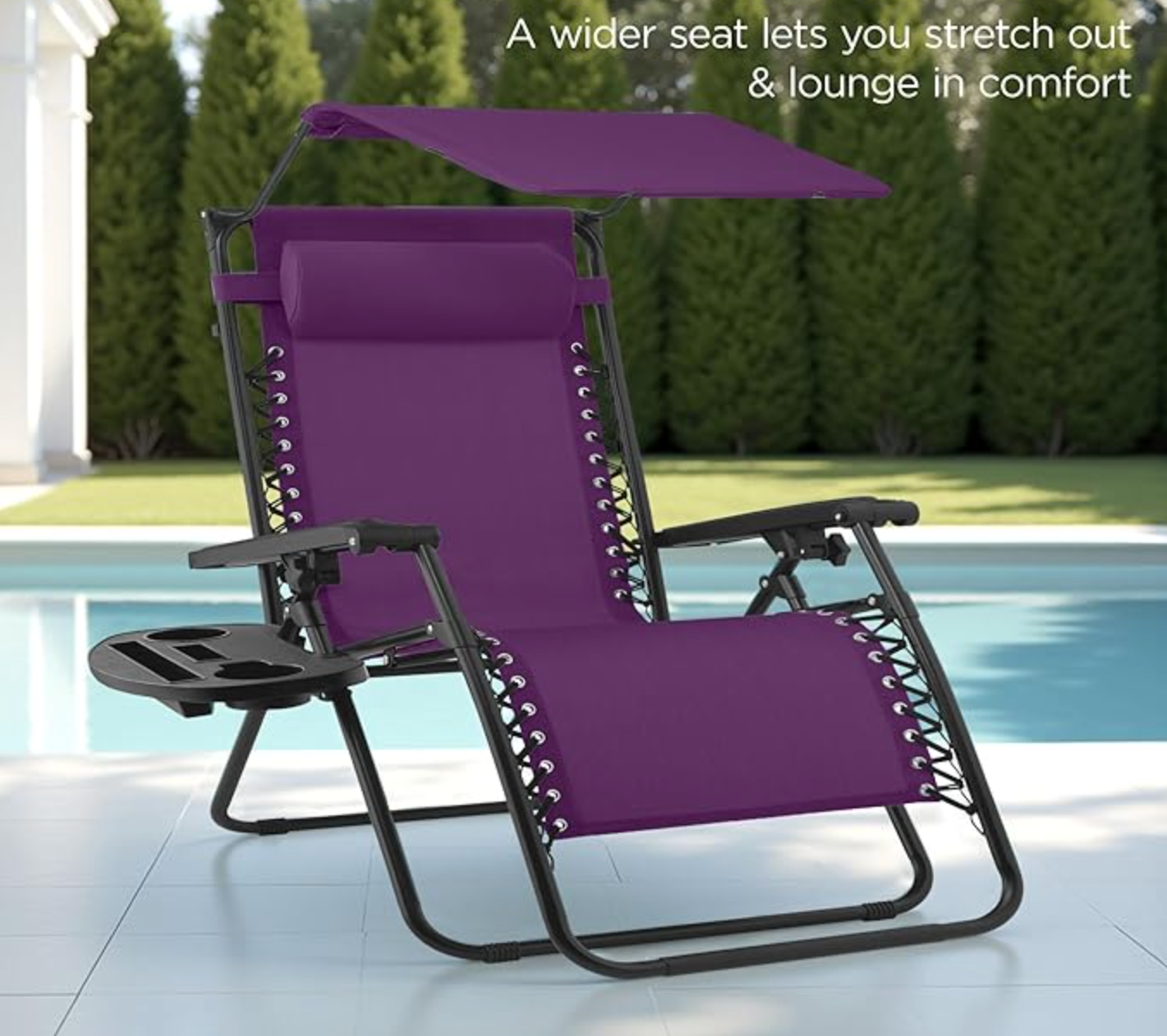 Sedia a Sdraio Reclinabile Zero Gravity Pieghevole da Esterno con Tettuccio Parasole Regolabile ⛱️ ⛱️