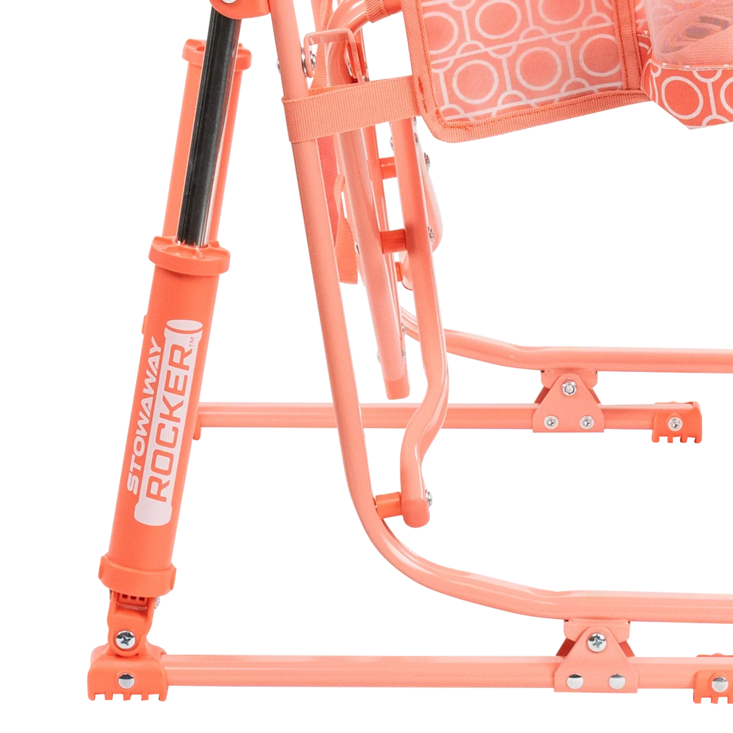 Spring-Action shocks on the Coral Mosaic Stowaway Rocker. 