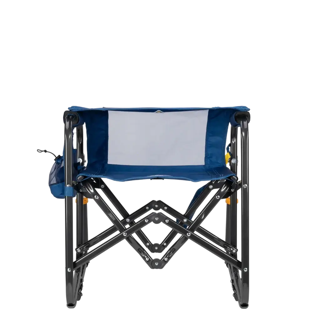 Folded backrest on the soft navy Stowaway Rocker. 