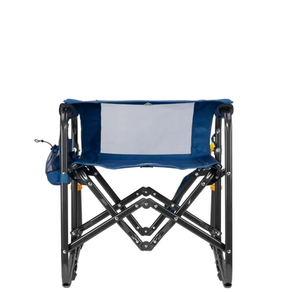 Folded backrest on the soft navy Stowaway Rocker. 