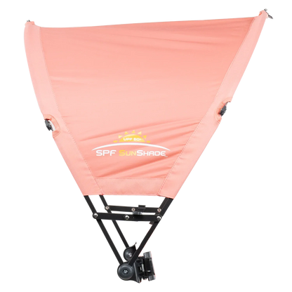 Side angle of the coral Sunshade Accessory. 